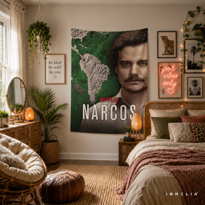 Narcos Pablo Escobar Portrait Wall Tapestry | Premium Heavyweight Jute Fabric Wall Hanging