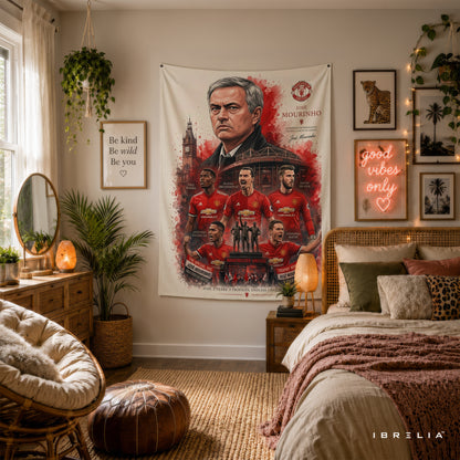 José Mourinho Manchester United Legend Wall Tapestry | Premium Heavyweight Jute Fabric Wall Hanging
