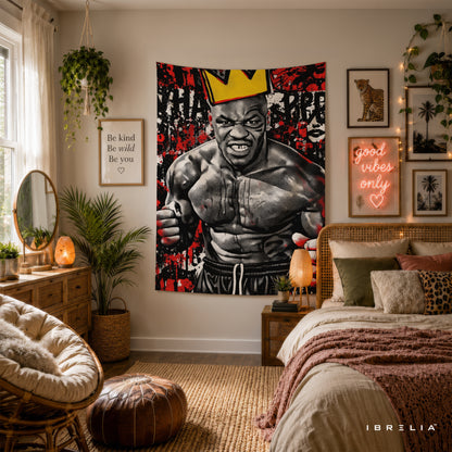 Mike Tyson Urban Graffiti Wall Tapestry | Premium Heavyweight Jute Fabric Wall Hanging