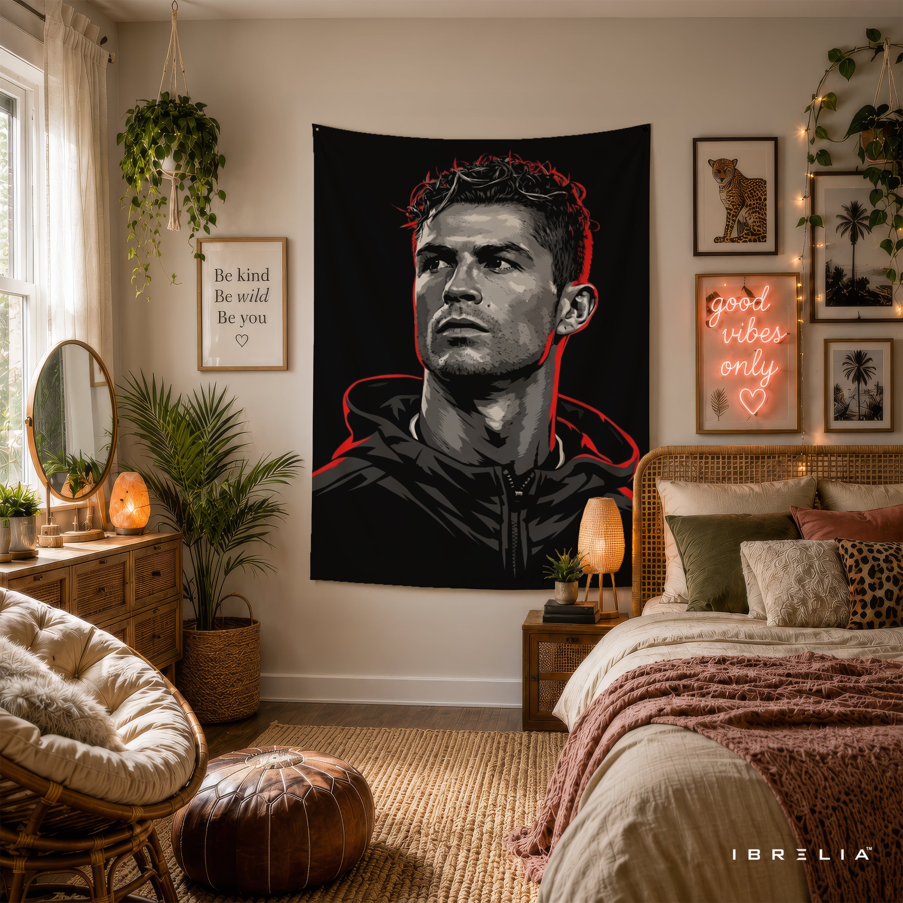 Cristiano Ronaldo Street Art Wall Tapestry | Premium Heavyweight Jute Fabric Wall Hanging