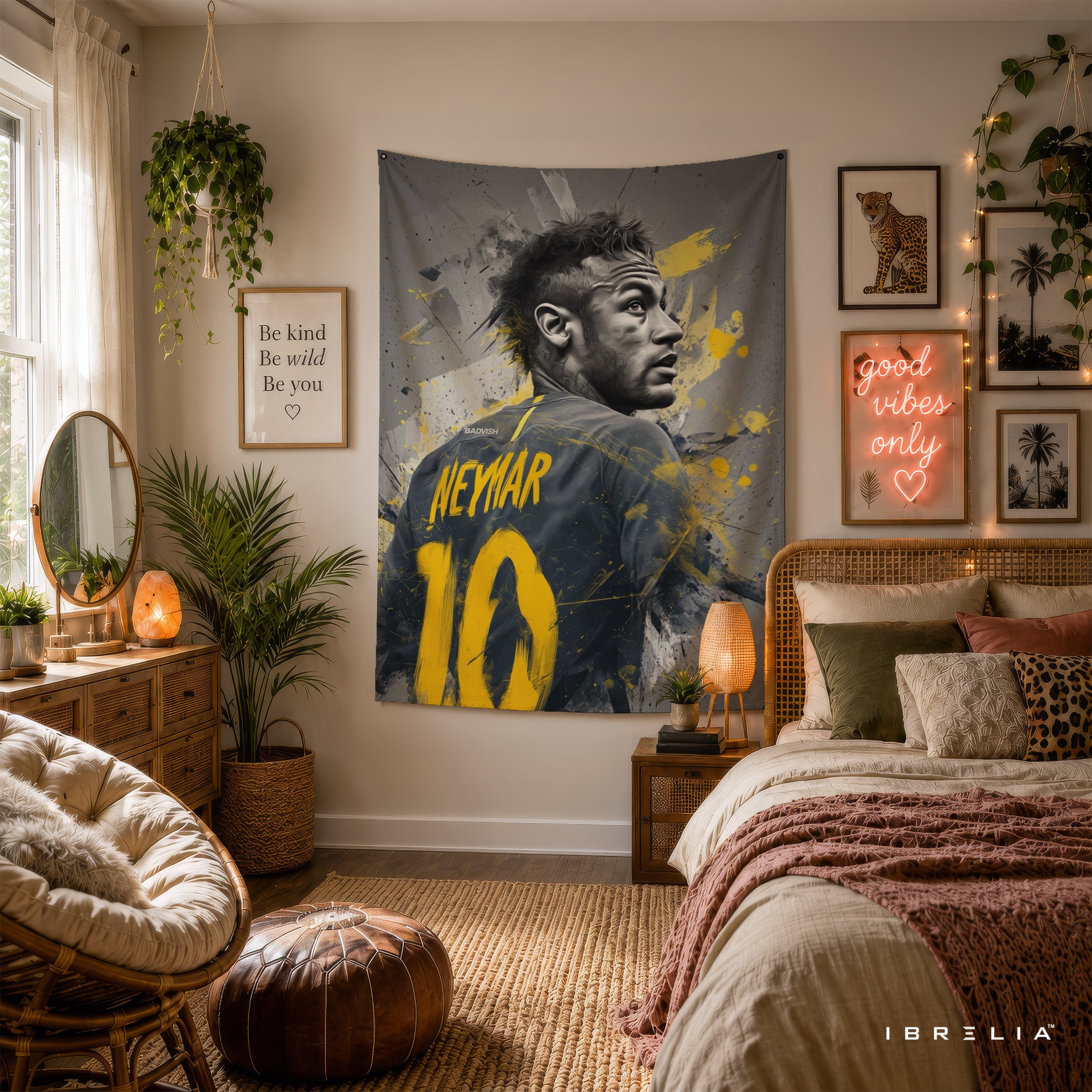 Neymar Abstract Number 10 Wall Tapestry | Premium Heavyweight Jute Fabric Wall Hanging