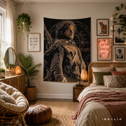 Jon Snow Warrior Game of Thrones Wall Tapestry | Premium Heavyweight Jute Fabric Wall Hanging