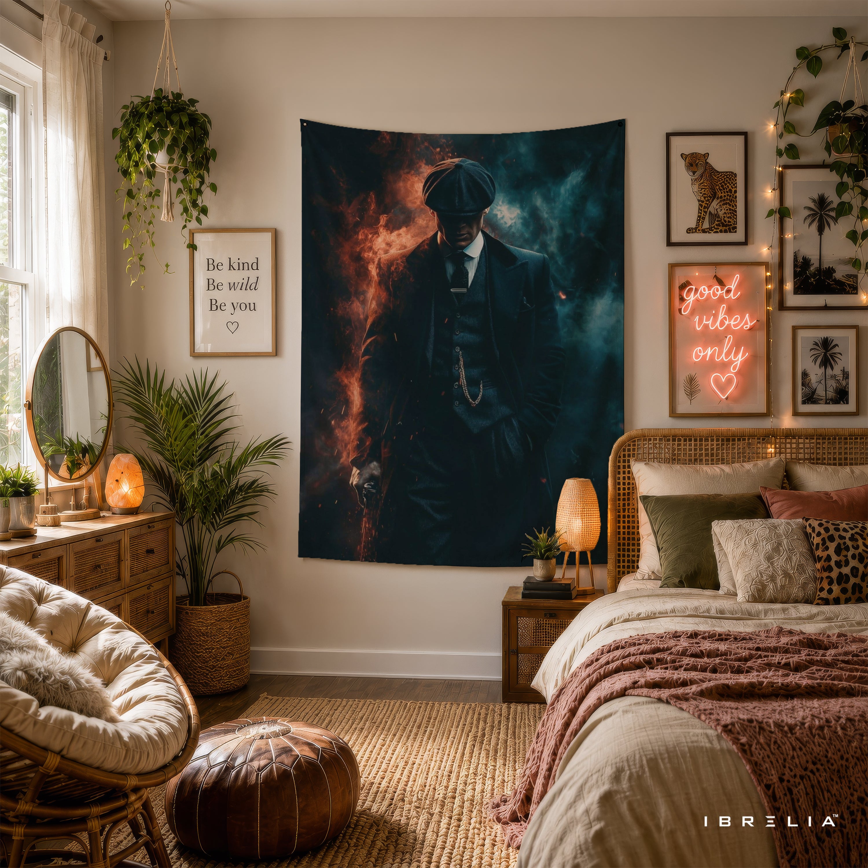 Thomas Shelby Fire & Smoke Wall Tapestry | Premium Heavyweight Jute Fabric Wall Hanging