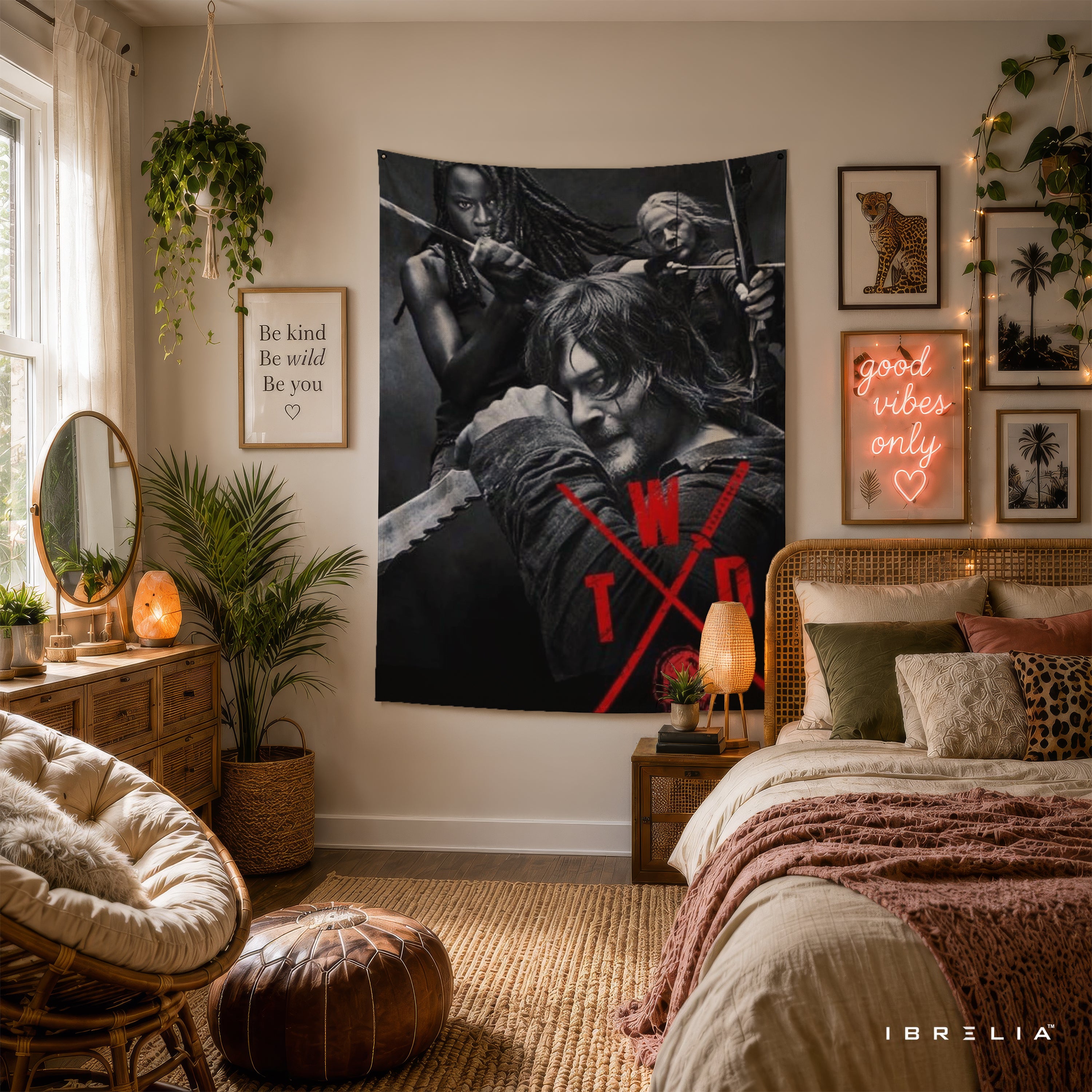 The Walking Dead Heroes Wall Tapestry | Premium Heavyweight Jute Fabric Wall Hanging