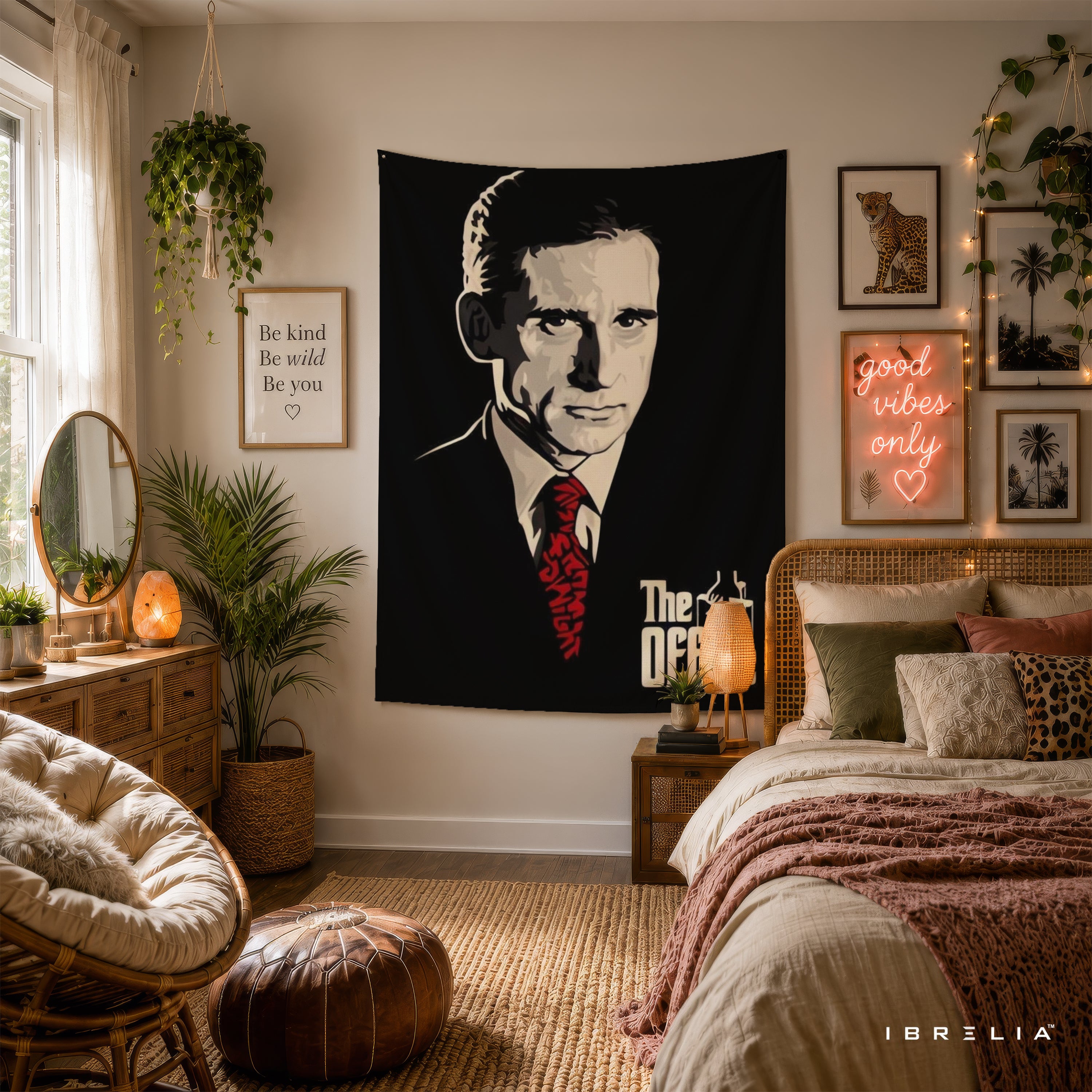 Michael Scott Portrait Wall Tapestry | Premium Heavyweight Jute Fabric Wall Hanging