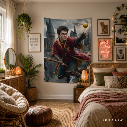 Harry Potter Golden Snitch Quidditch Wall Tapestry – Premium Fantasy Wall Hanging & Home Decor in Pakistan
