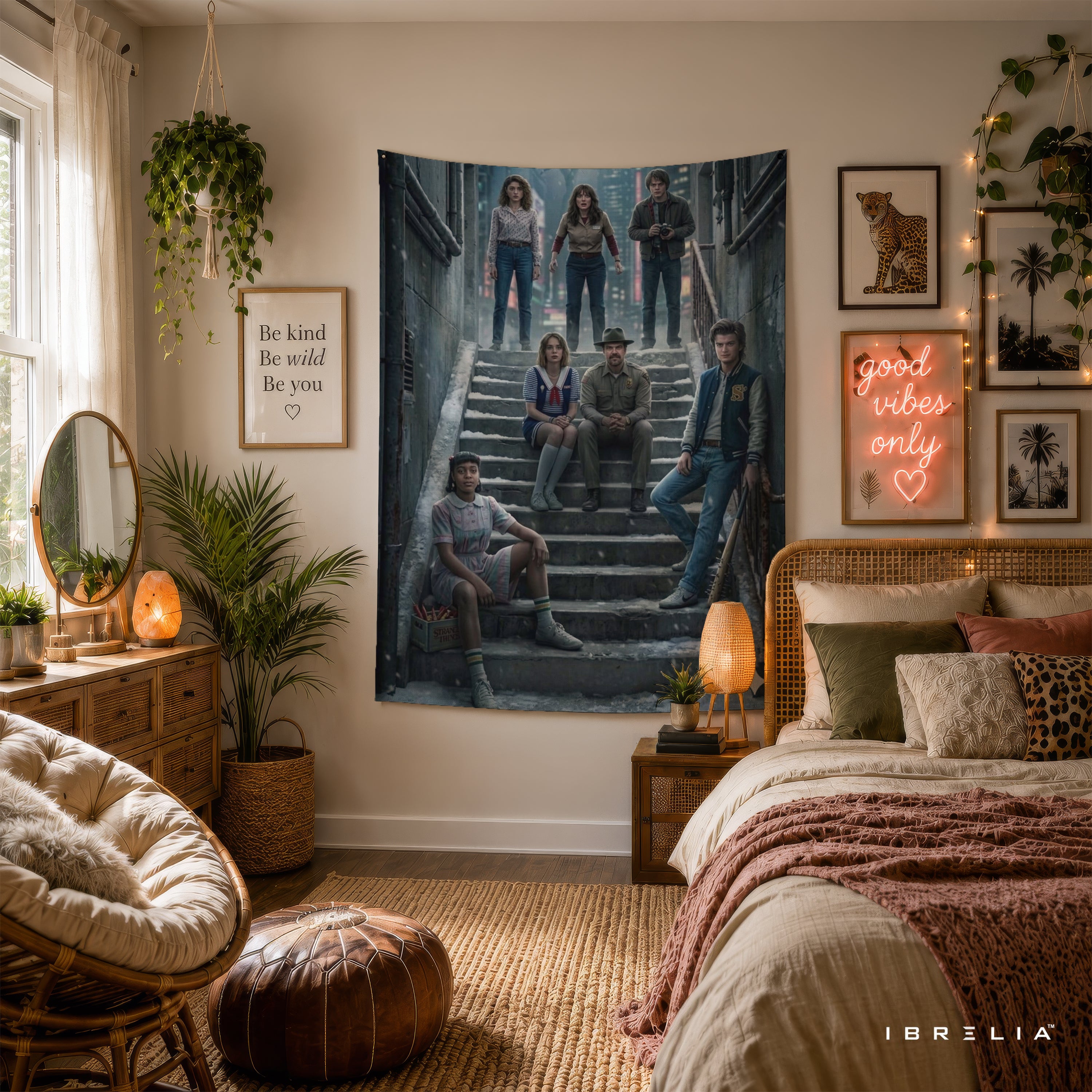 Stranger Things Ensemble Cast Wall Tapestry – Hawkins Adventure Wall Hanging
