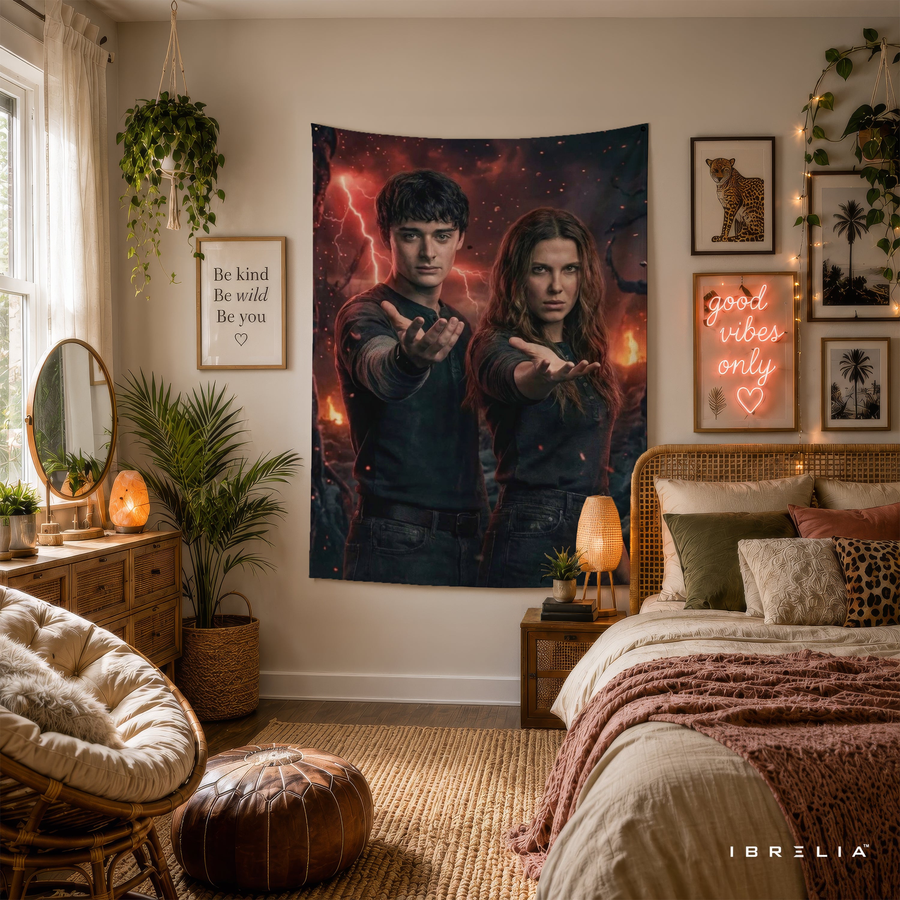 Stranger Things Eleven & Mike Wall Tapestry – Psychic Power Fan Art Wall Hanging
