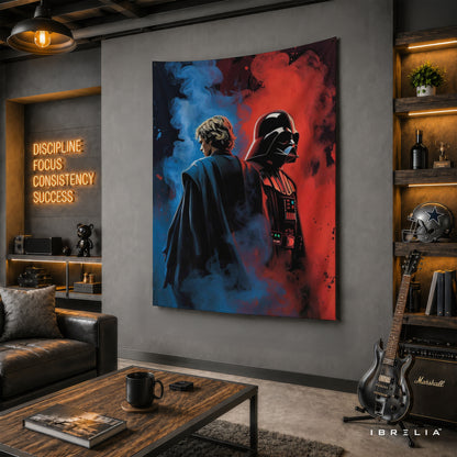 Luke Skywalker & Darth Vader Duality Wall Tapestry – Star Wars Epic Sci-Fi Wall Hanging