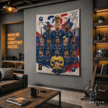 France National Football Team Champions Wall Tapestry | Premium Heavyweight Jute Fabric Wall Hanging