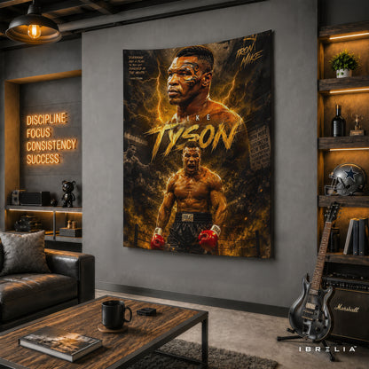 Mike Tyson Iron Mike Wall Tapestry | Premium Heavyweight Jute Fabric Wall Hanging