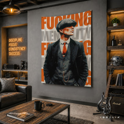 Thomas Shelby F*ing Mentality Peaky Blinders Wall Tapestry | Premium Heavyweight Jute Fabric Wall Hanging**