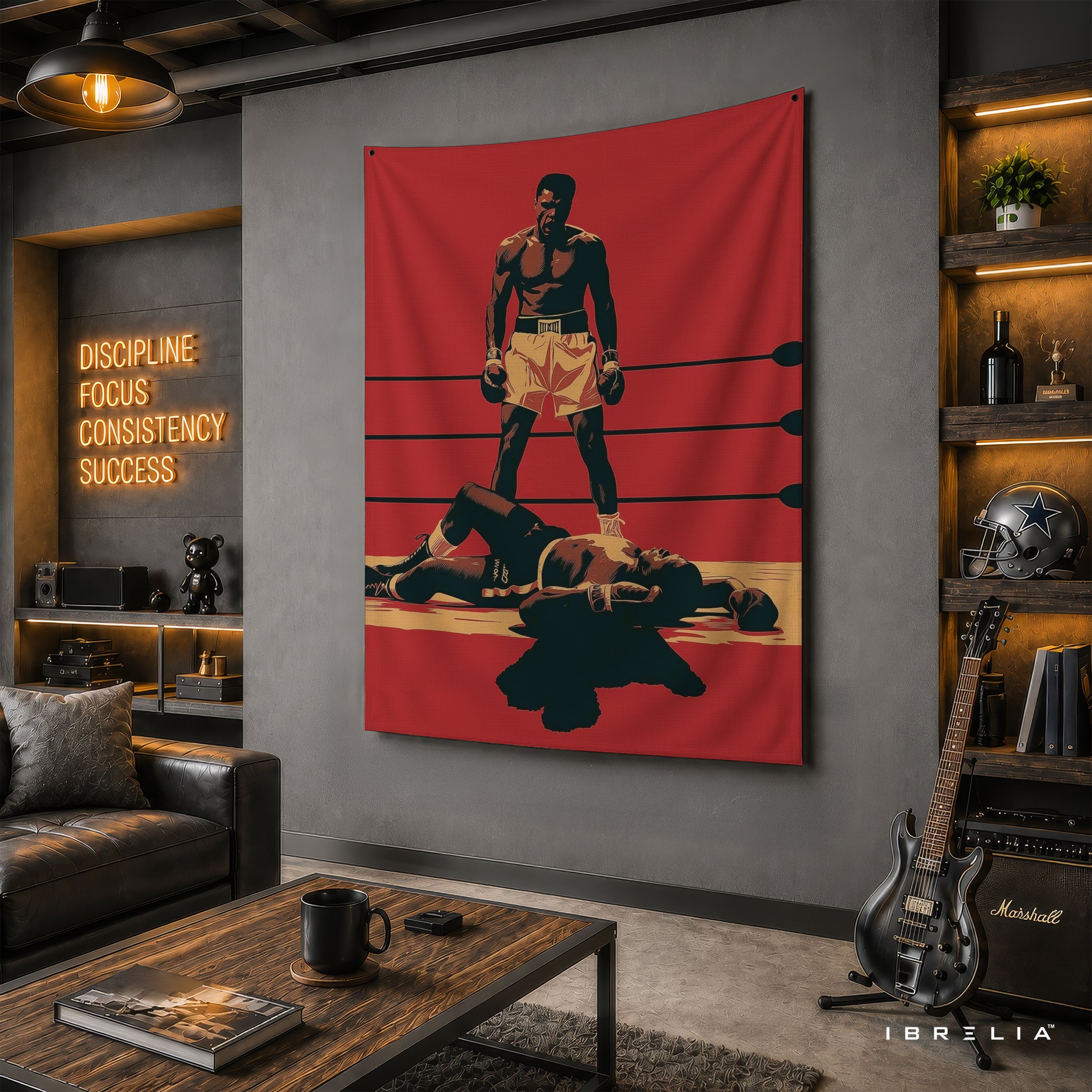 Muhammad Ali Iconic Knockout Wall Tapestry | Premium Heavyweight Jute Fabric Wall Hanging