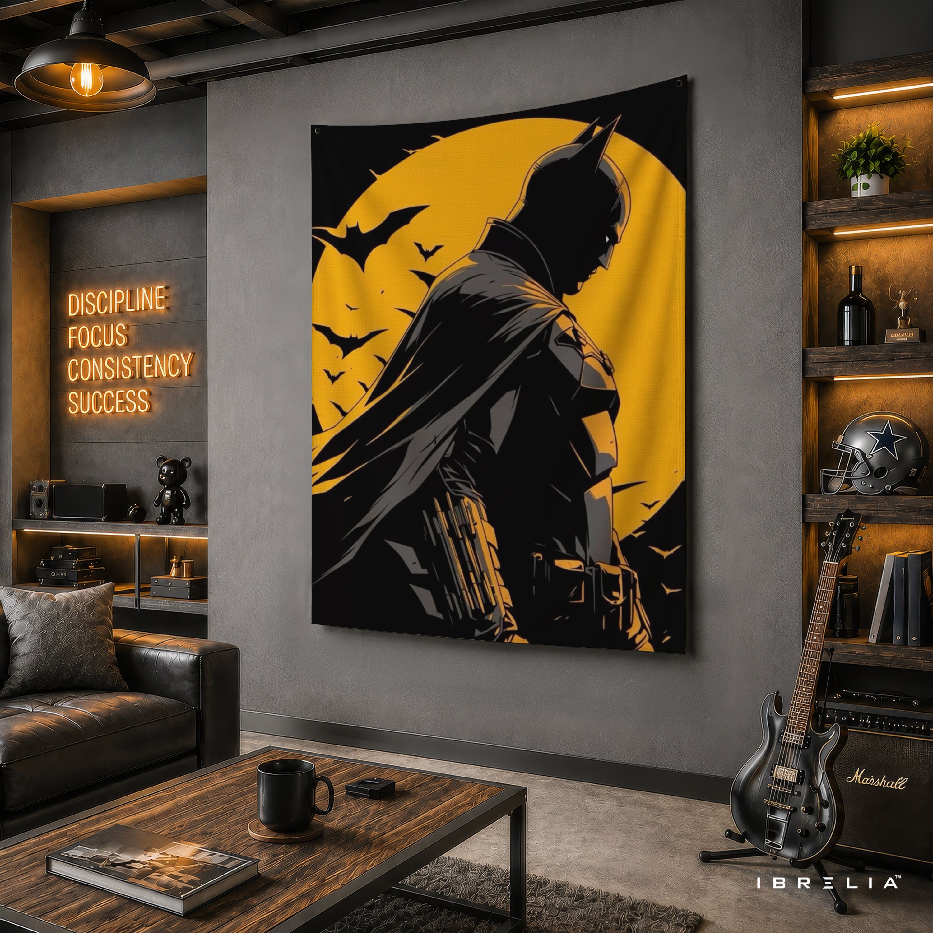 Batman Dark Moon Silhouette Wall Tapestry – Premium Superhero Wall Hanging & Home Decor in Pakistan