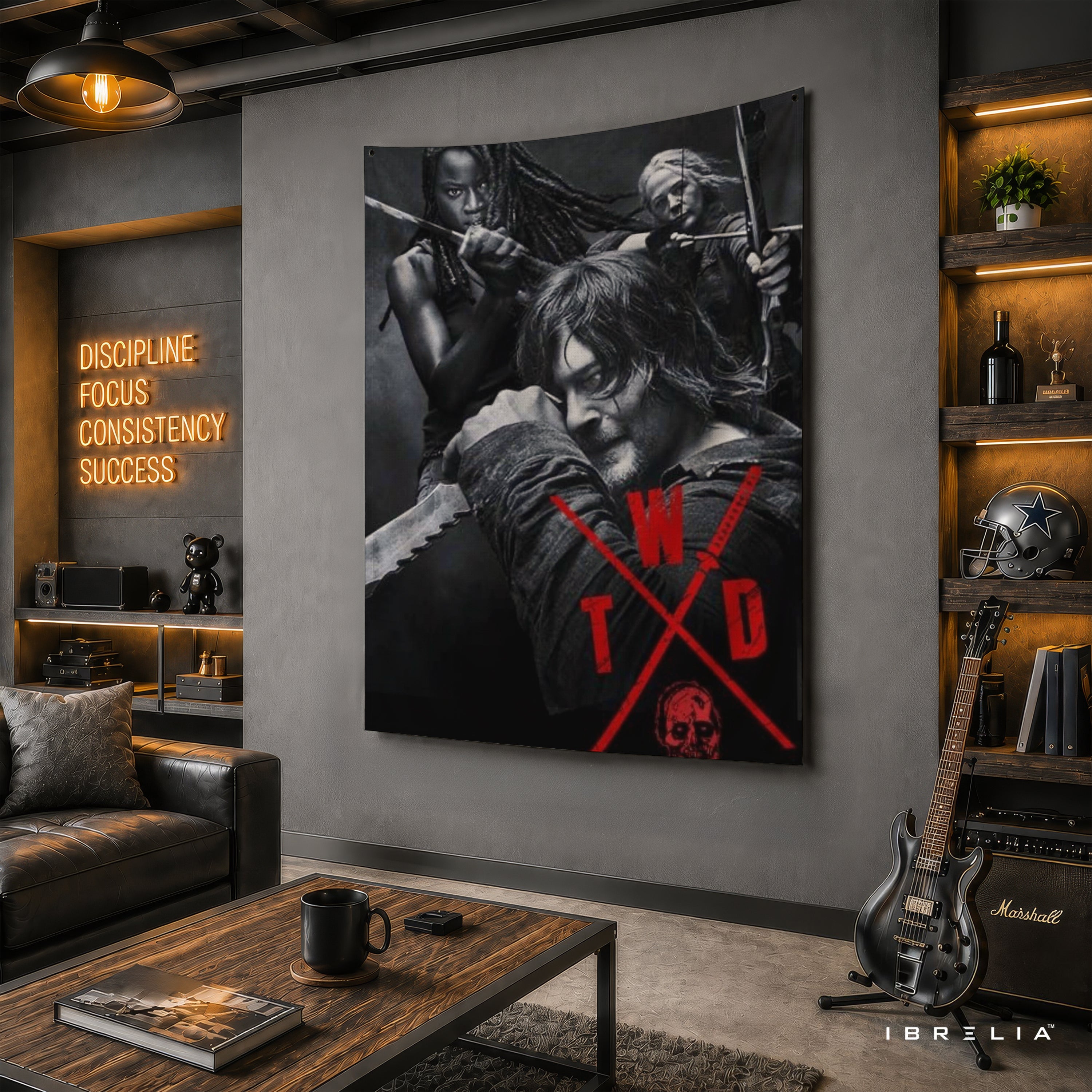 The Walking Dead Heroes Wall Tapestry | Premium Heavyweight Jute Fabric Wall Hanging