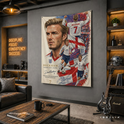 David Beckham England Legend Wall Tapestry | Premium Heavyweight Jute Fabric Wall Hanging
