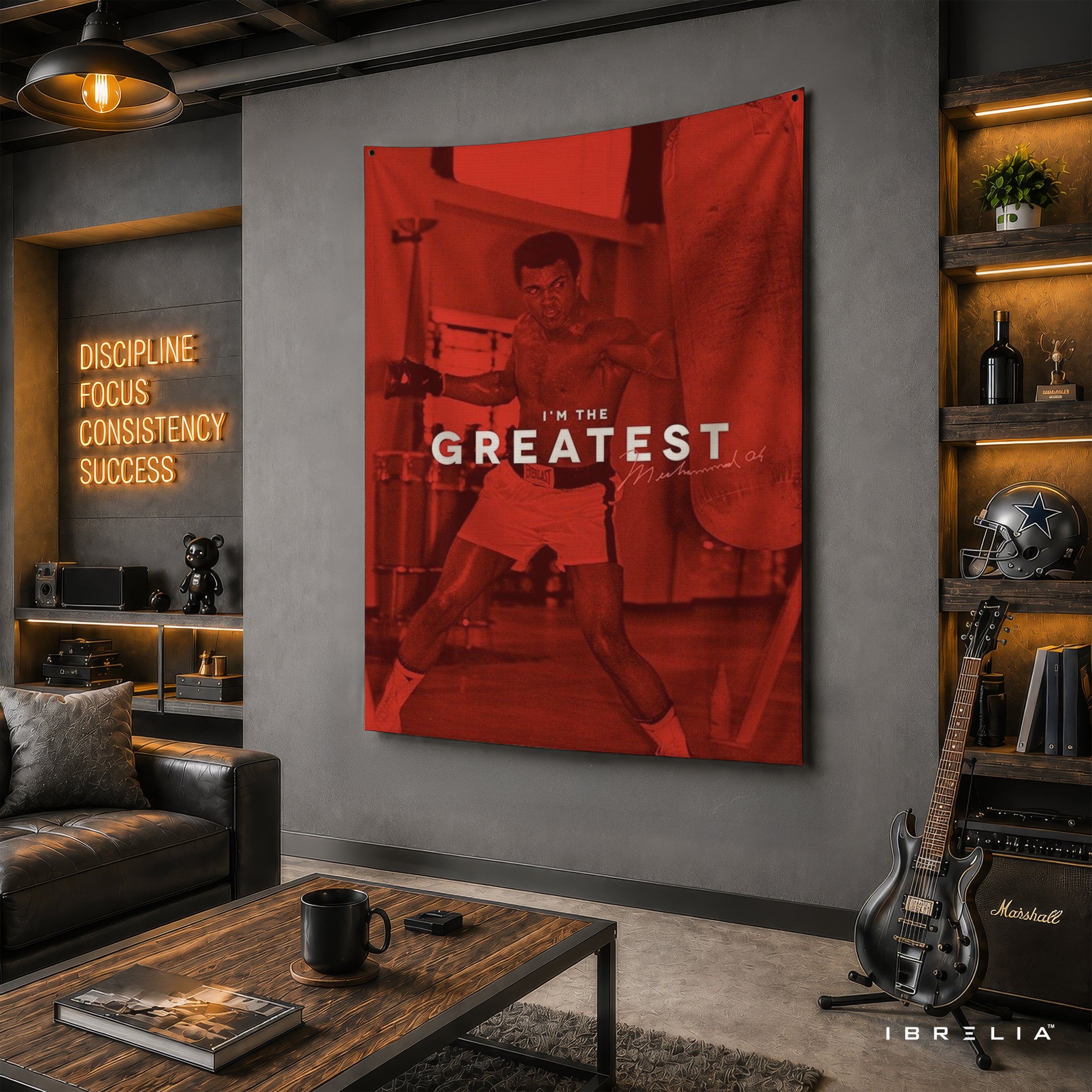 Muhammad Ali I'm The Greatest Wall Tapestry | Premium Heavyweight Jute Fabric Wall Hanging