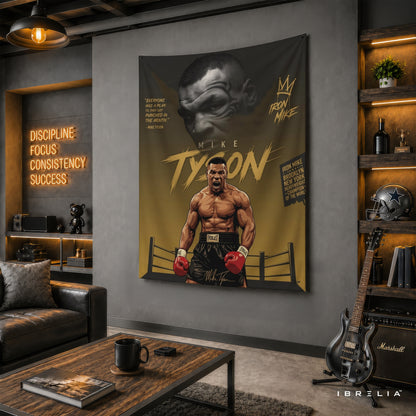 Mike Tyson Iron Mike Champion Wall Tapestry | Premium Heavyweight Jute Fabric Wall Hanging
