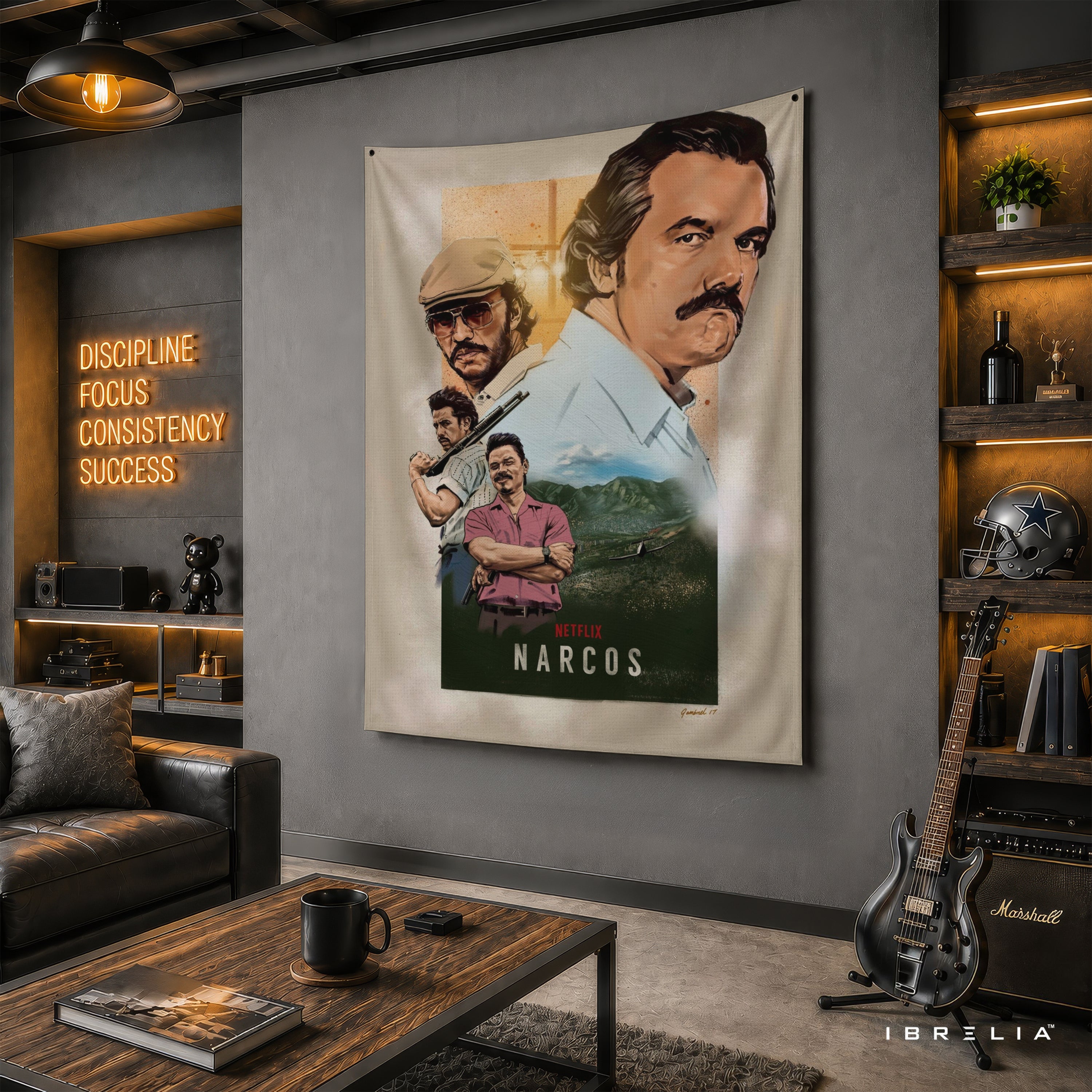 Narcos Pablo Escobar Collage Wall Tapestry | Premium Heavyweight Jute Fabric Wall Hanging