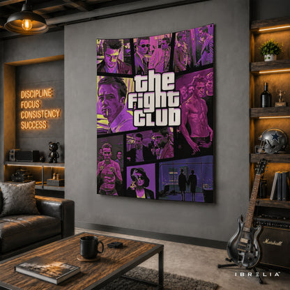 Fight Club Collage Wall Tapestry – Iconic Cult Movie Scenes Wall Hanging