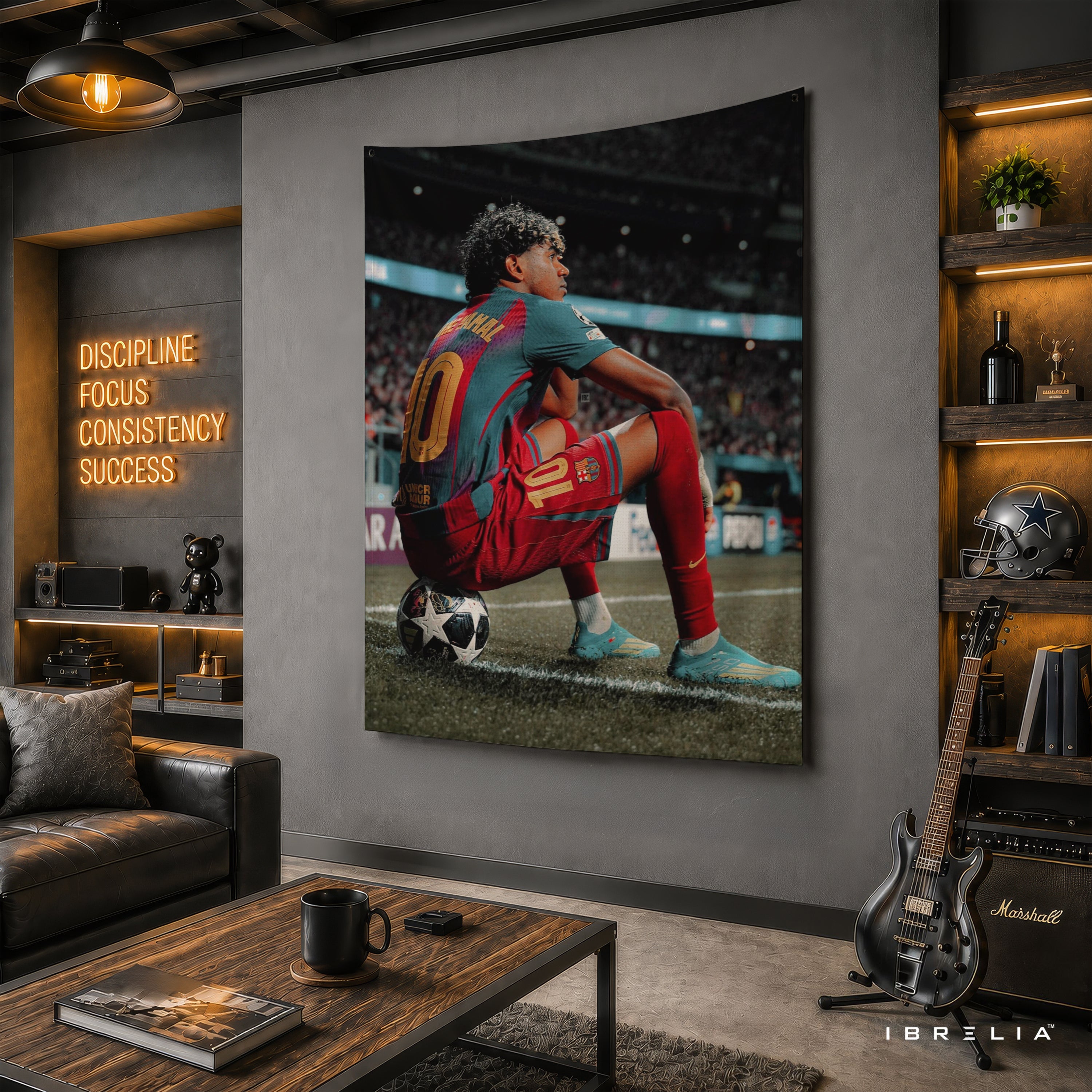 Lamine Yamal Barcelona Stadium Wall Tapestry | Premium Heavyweight Jute Fabric Wall Hanging
