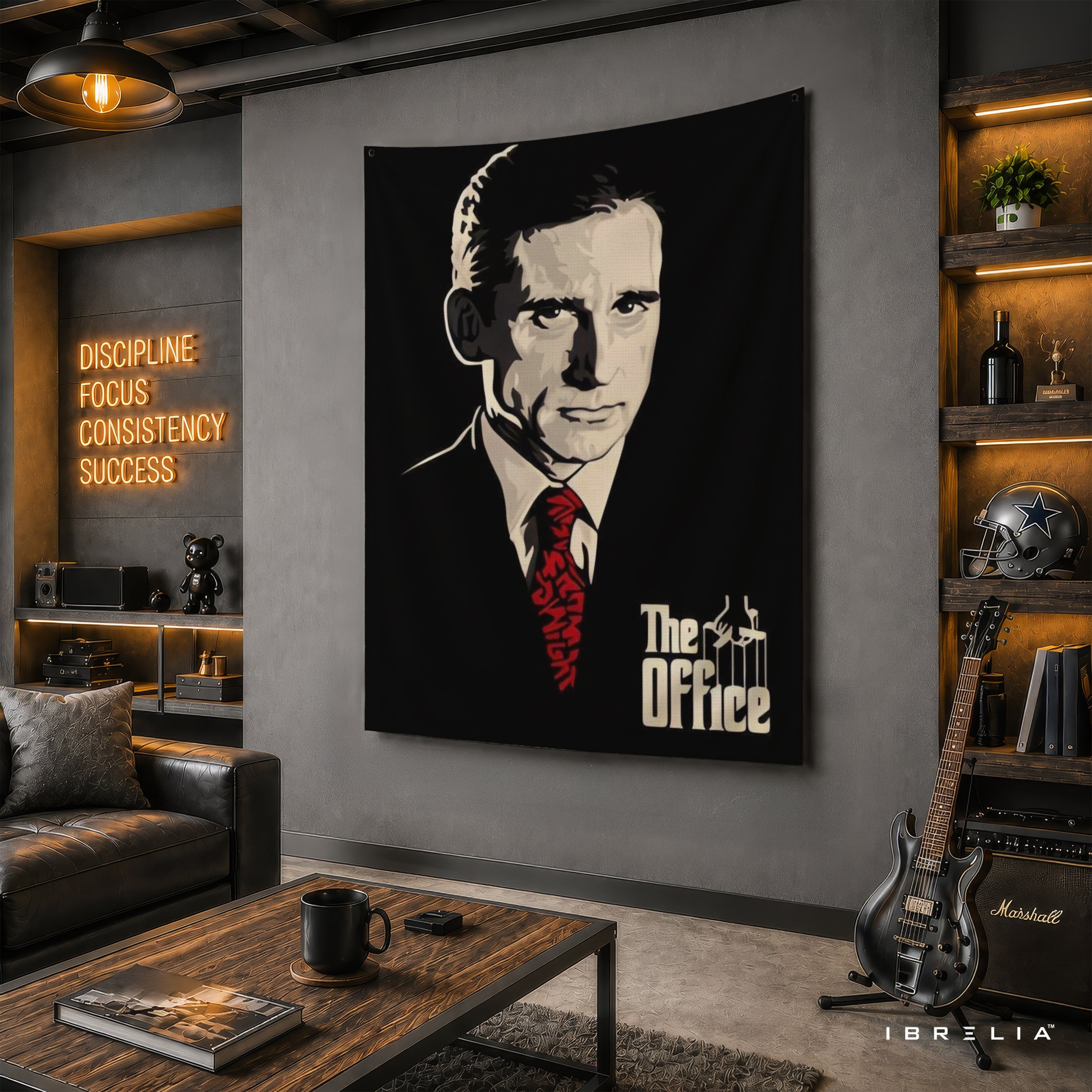 Michael Scott Portrait Wall Tapestry | Premium Heavyweight Jute Fabric Wall Hanging