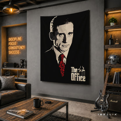 Michael Scott Portrait Wall Tapestry | Premium Heavyweight Jute Fabric Wall Hanging