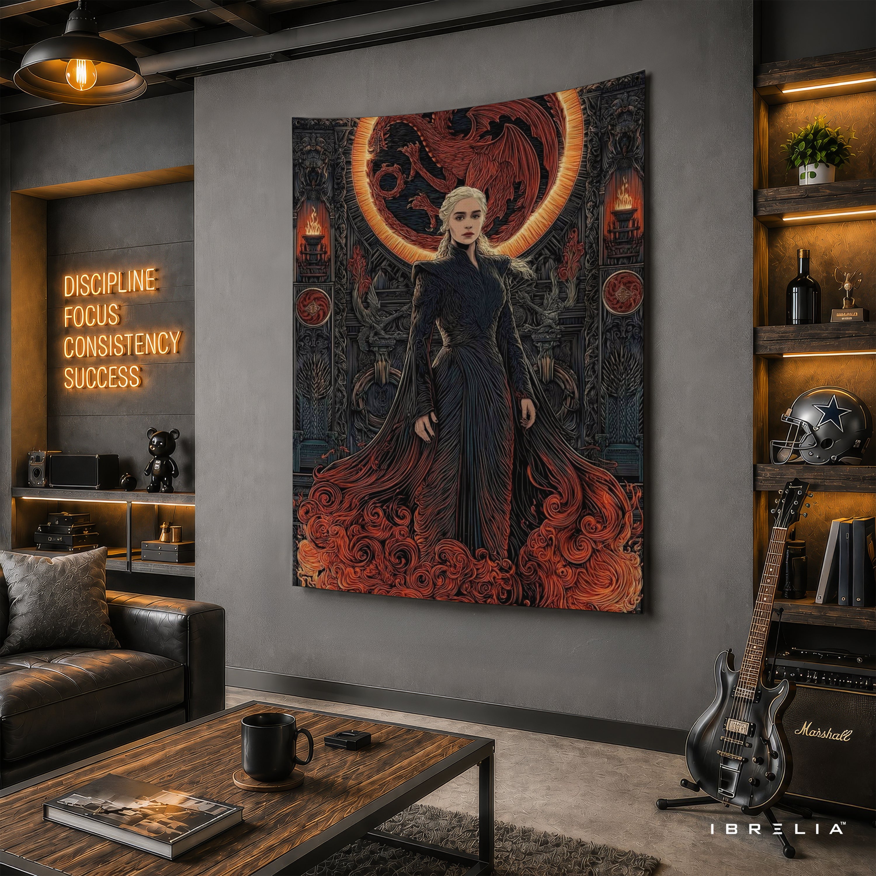 Daenerys Targaryen Game of Thrones Wall Tapestry | Premium Heavyweight Jute Fabric Wall Hanging