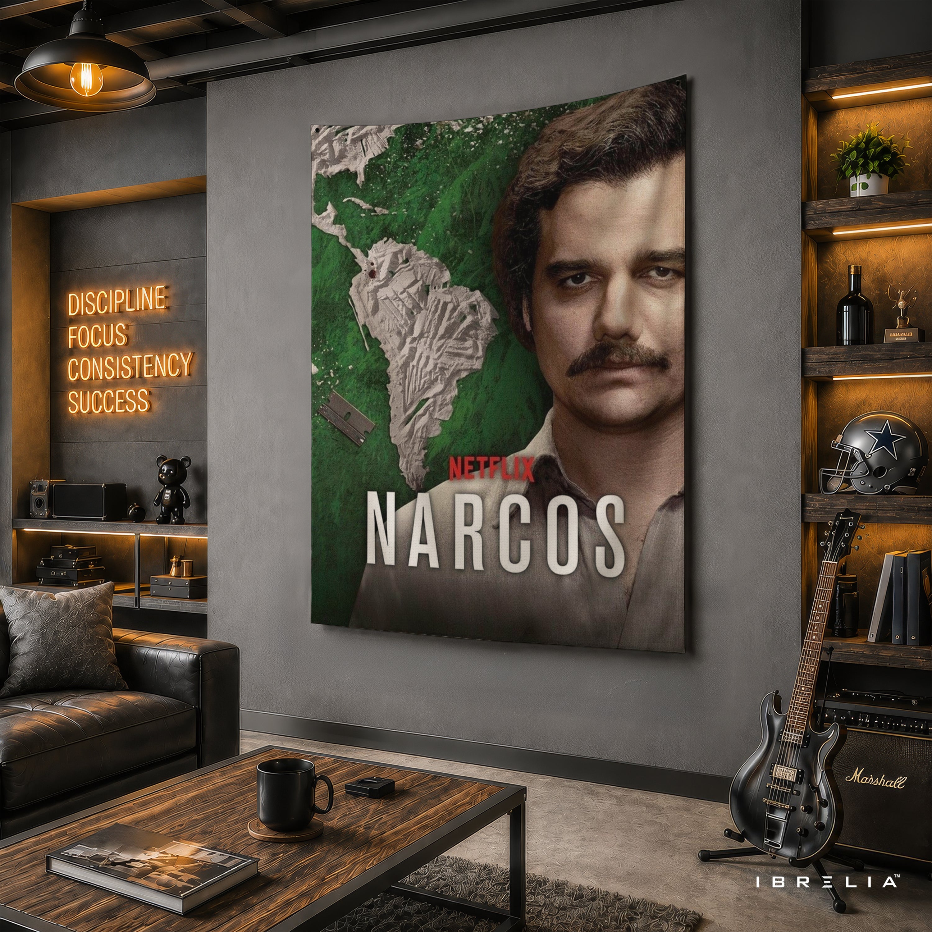 Narcos Pablo Escobar Portrait Wall Tapestry | Premium Heavyweight Jute Fabric Wall Hanging