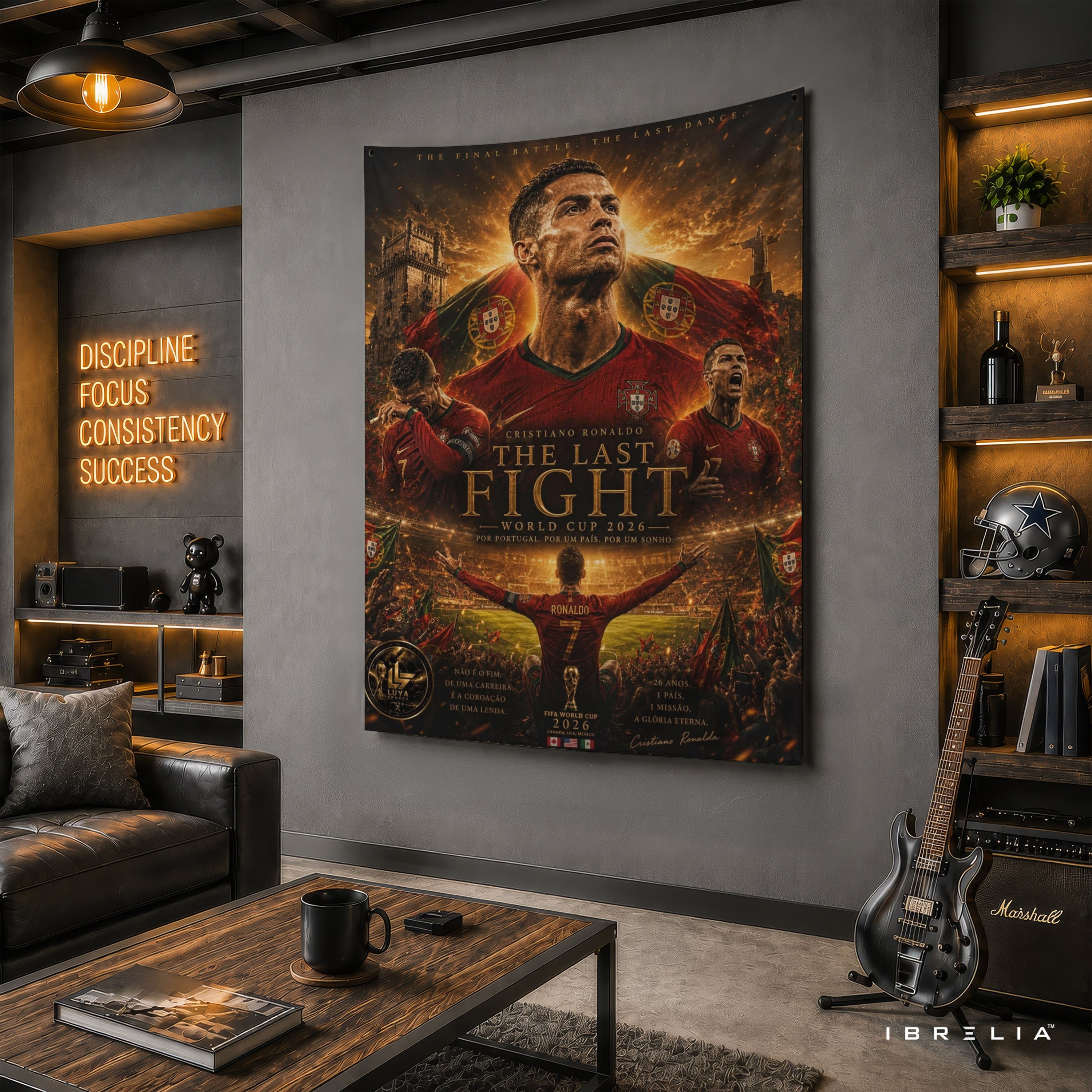 Cristiano Ronaldo The Last Fight Wall Tapestry | Premium Heavyweight Jute Fabric Wall Hanging