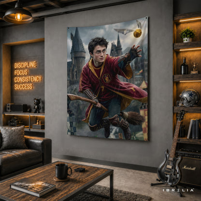 Harry Potter Golden Snitch Quidditch Wall Tapestry – Premium Fantasy Wall Hanging & Home Decor in Pakistan