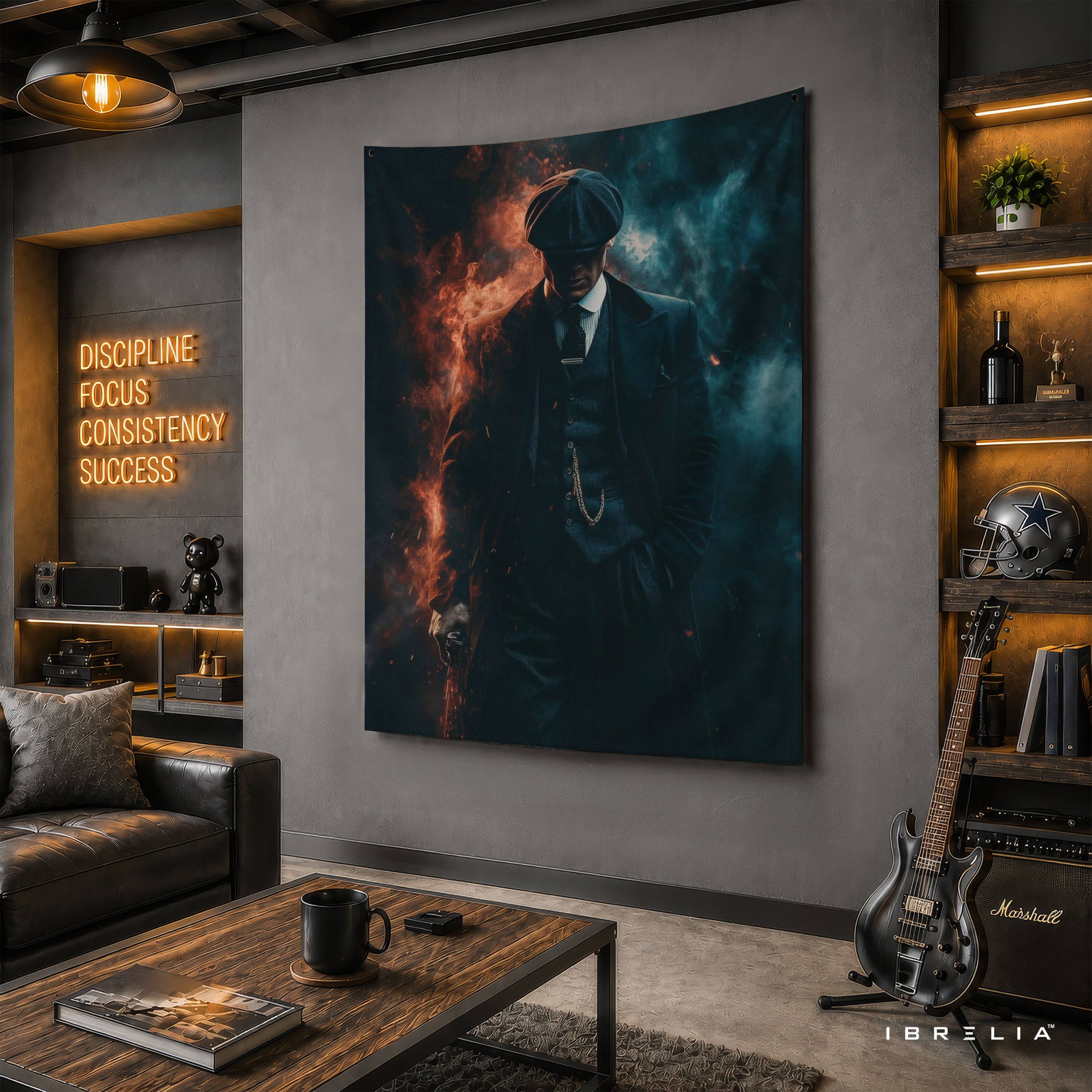 Thomas Shelby Fire & Smoke Wall Tapestry | Premium Heavyweight Jute Fabric Wall Hanging