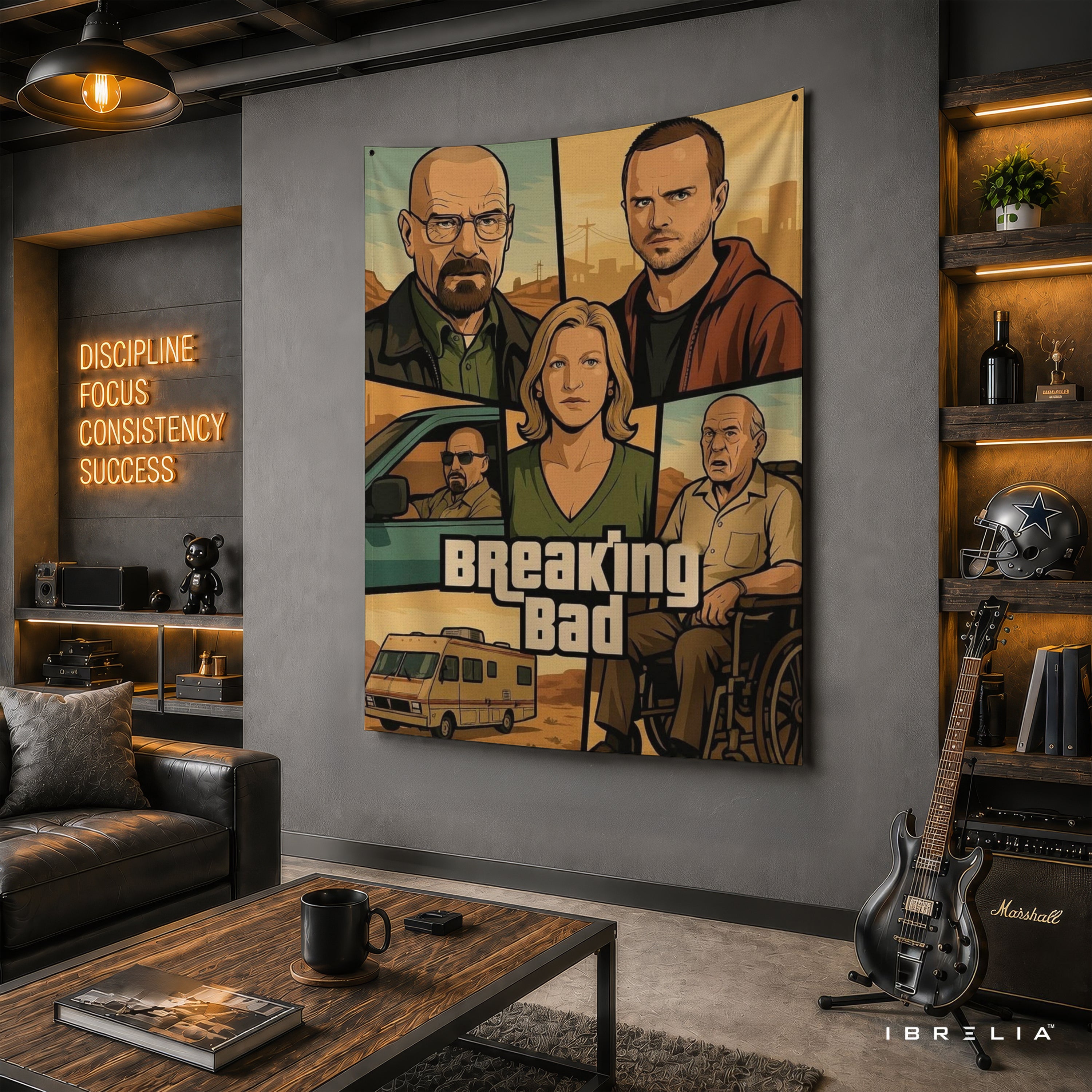 Breaking Bad Vintage Character Collage Wall Tapestry – Walter White & Jesse Pinkman Artwork