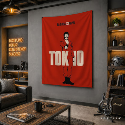 Tokyo Minimalist Wall Tapestry | Premium Heavyweight Jute Fabric Wall Hanging