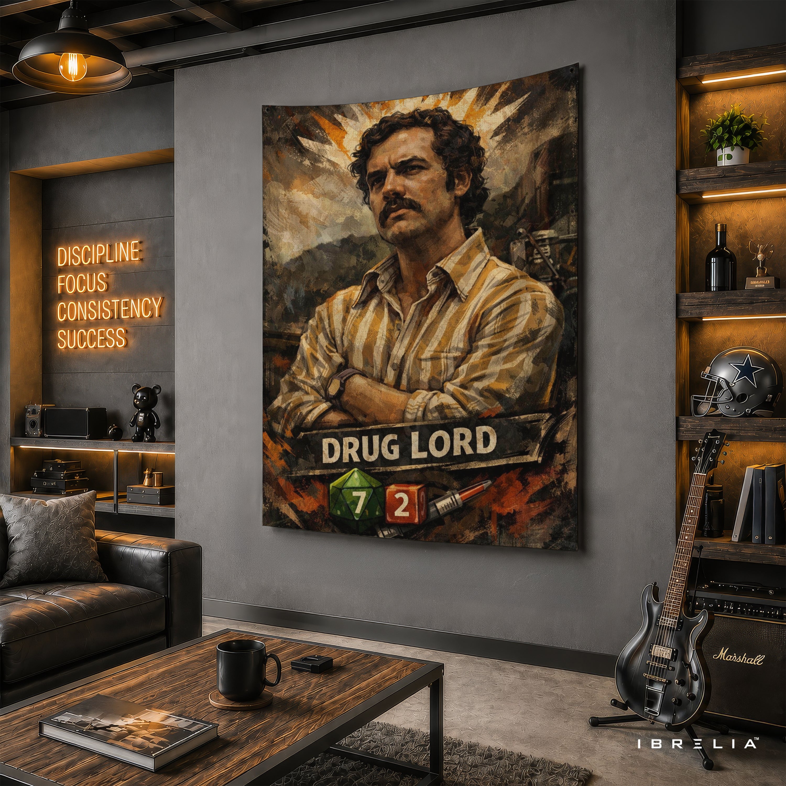 Pablo Escobar Drug Lord Wall Tapestry | Premium Heavyweight Jute Fabric Wall Hanging