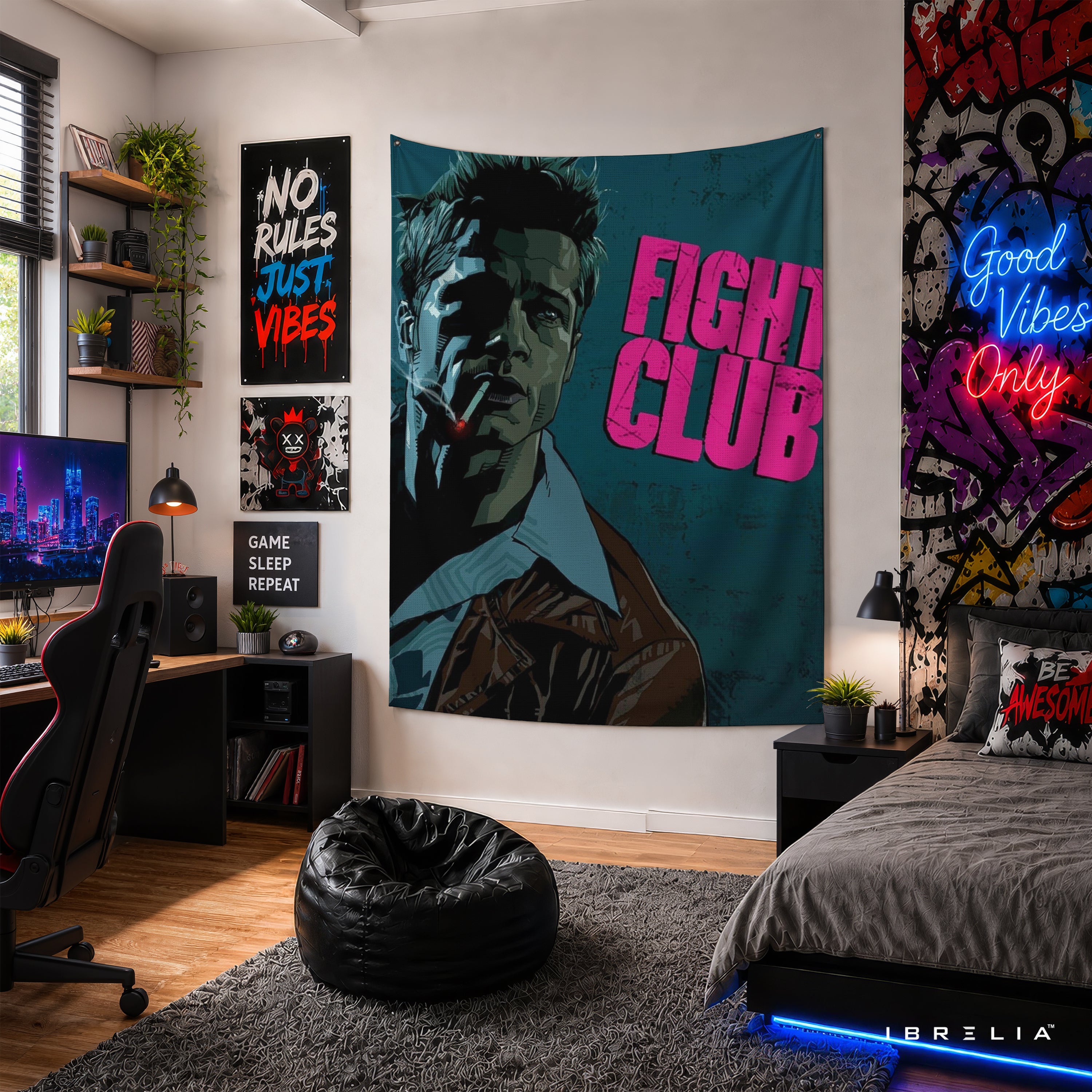Fight Club Vintage Pop Art Wall Tapestry – Cult Classic Movie Inspired Wall Hanging