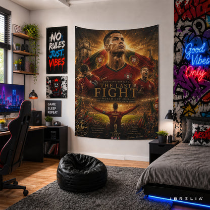 Cristiano Ronaldo The Last Fight Wall Tapestry | Premium Heavyweight Jute Fabric Wall Hanging