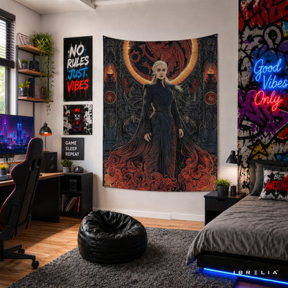 Daenerys Targaryen Game of Thrones Wall Tapestry | Premium Heavyweight Jute Fabric Wall Hanging