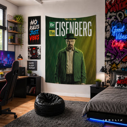 Breaking Bad Heisenberg Wall Tapestry | Premium Heavyweight Jute Fabric Wall Hanging