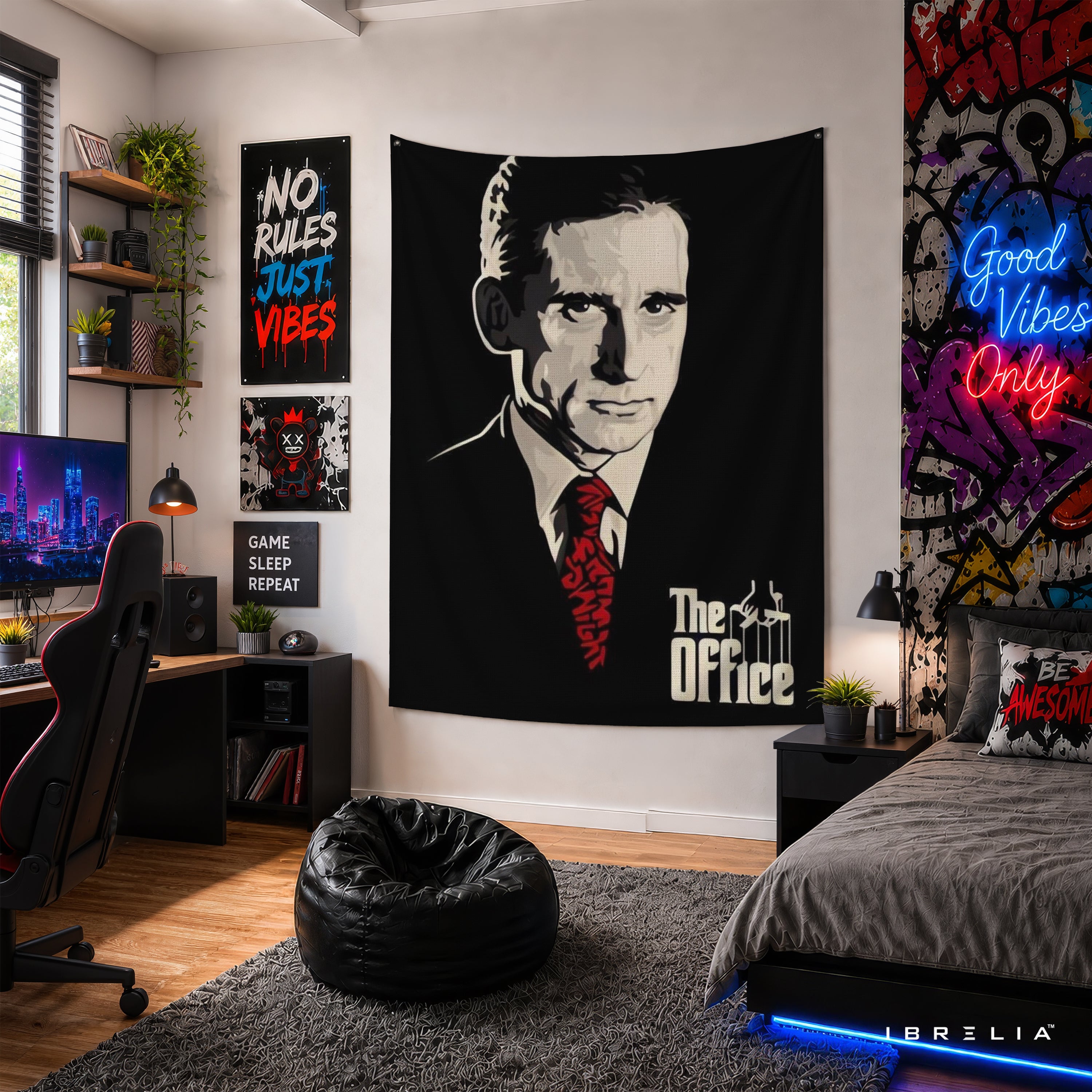 Michael Scott Portrait Wall Tapestry | Premium Heavyweight Jute Fabric Wall Hanging