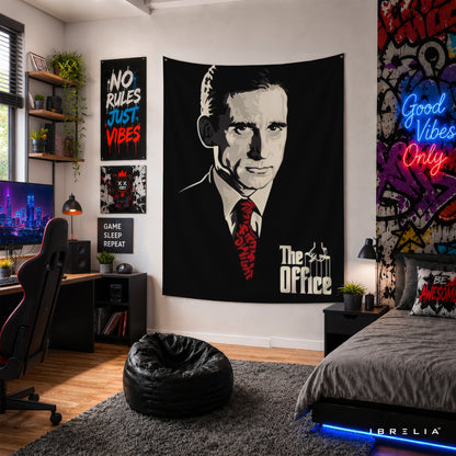 Michael Scott Portrait Wall Tapestry | Premium Heavyweight Jute Fabric Wall Hanging