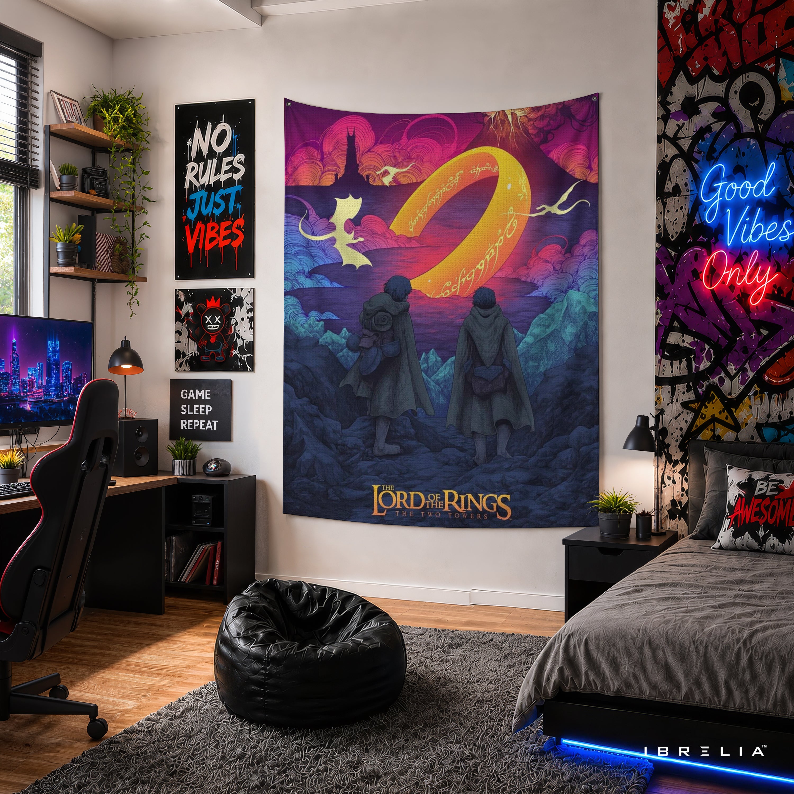 The Lord of the Rings The Two Towers Wall Tapestry – One Ring Fantasy Wall Hanging