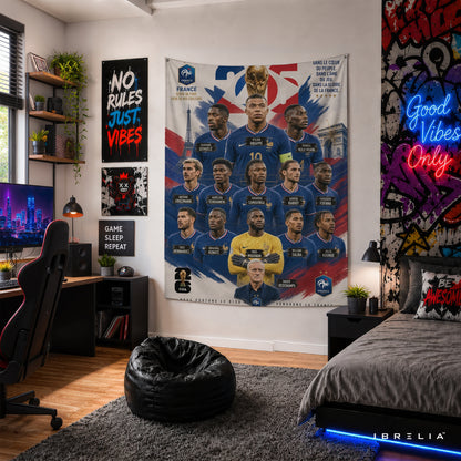 France National Football Team Champions Wall Tapestry | Premium Heavyweight Jute Fabric Wall Hanging