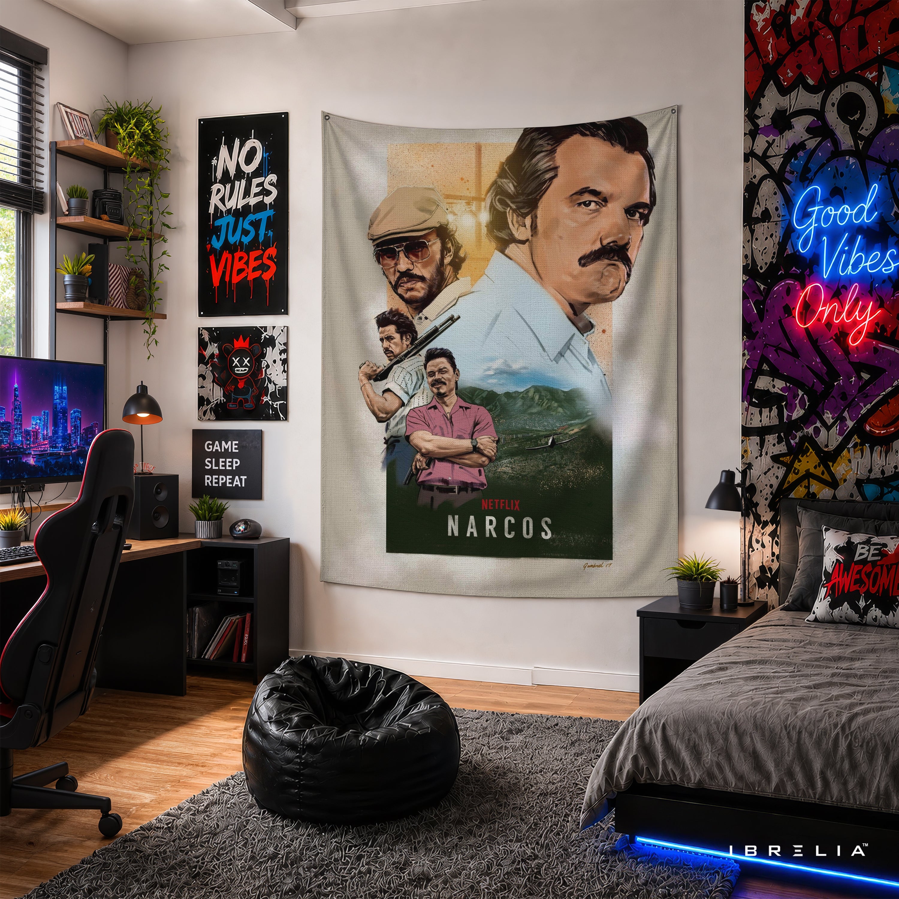 Narcos Pablo Escobar Collage Wall Tapestry | Premium Heavyweight Jute Fabric Wall Hanging