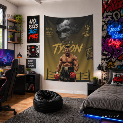 Mike Tyson Iron Mike Champion Wall Tapestry | Premium Heavyweight Jute Fabric Wall Hanging