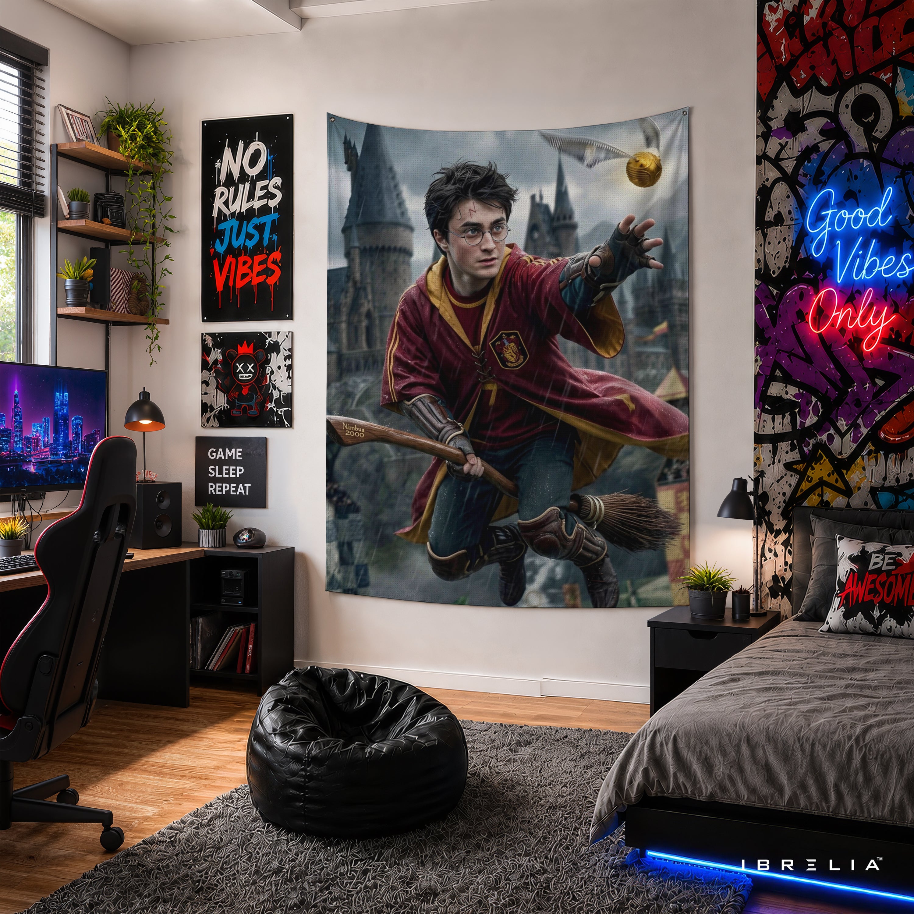Harry Potter Golden Snitch Quidditch Wall Tapestry – Premium Fantasy Wall Hanging & Home Decor in Pakistan