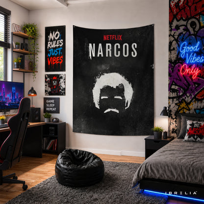 Narcos Minimalist Wall Tapestry | Premium Heavyweight Jute Fabric Wall Hanging
