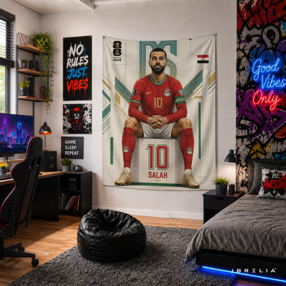 Mohamed Salah Egypt 2026 Wall Tapestry | Premium Heavyweight Jute Fabric Wall Hanging