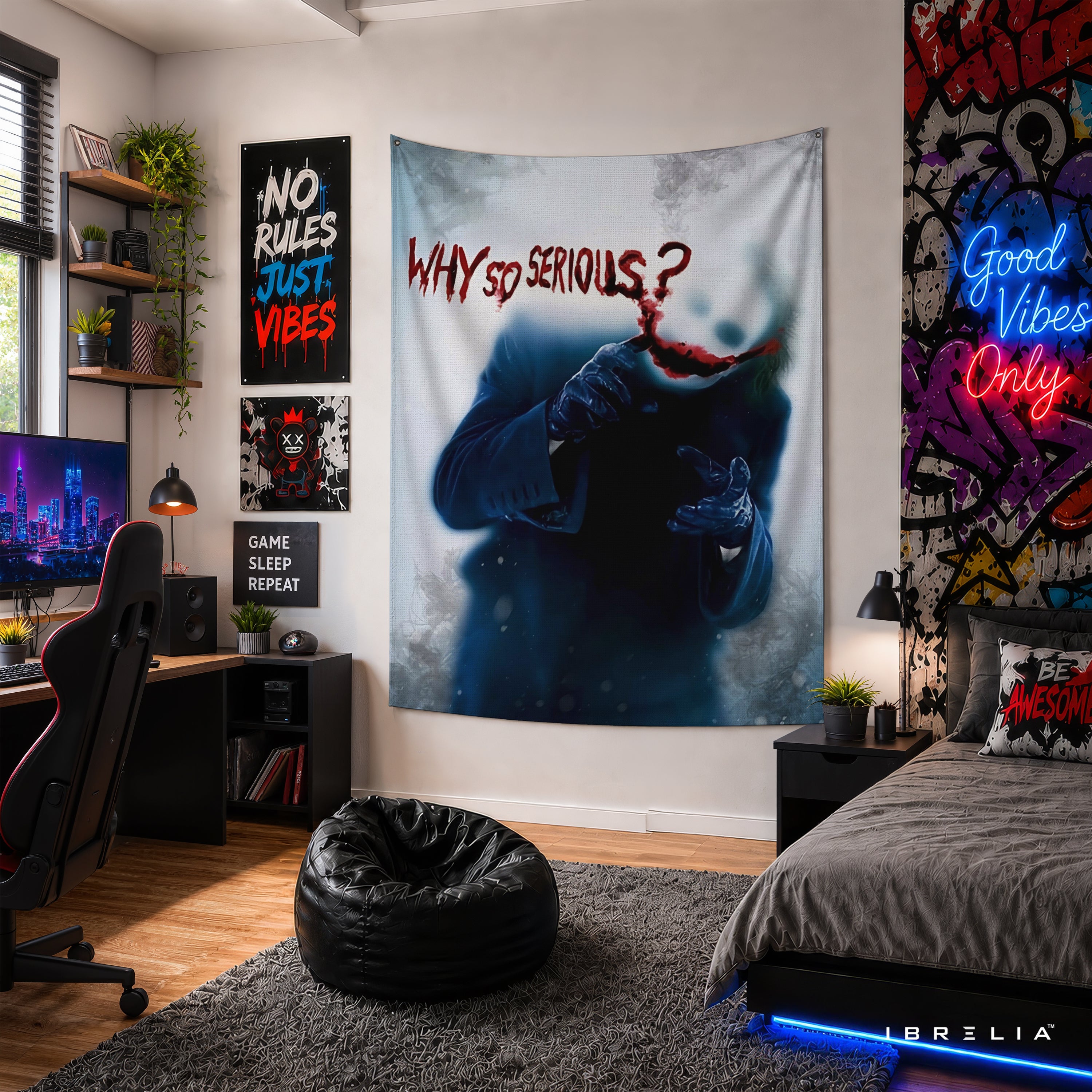 Joker Why So Serious Wall Tapestry – Premium Supervillain Movie Wall Hanging & Home Decor in Pakistan