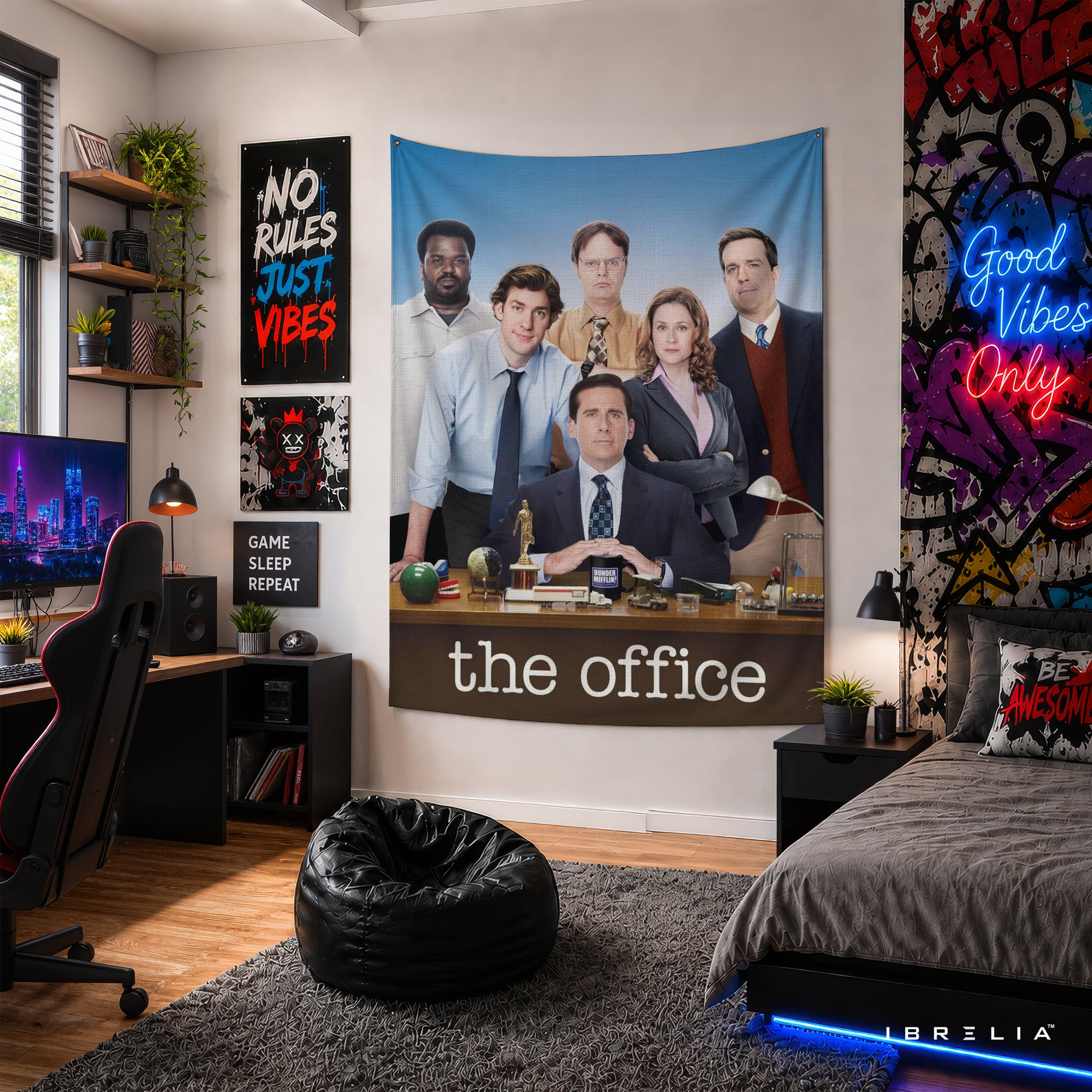 The Office Cast Group Poster Wall Tapestry | Premium Heavyweight Jute Fabric Wall Hanging